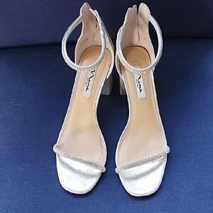 Elegant Silver Ankle Strap Heels